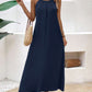 LUNE Summer Women Casual Vacation A-Line Dress With Pleated Neckline And Halter Neck