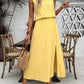 LUNE Sleeveless Round Neck Solid Color Casual/Work Women's Dress With Cinched Waist  And Front Slit