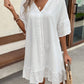 LUNE Various Lace Patchwork Collar And Sleeve Cuffs White Dress For Women With Ruffled Hemline