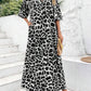 LUNE Women's V-Neck Leopard Print Puff Sleeve Bohemian Dress