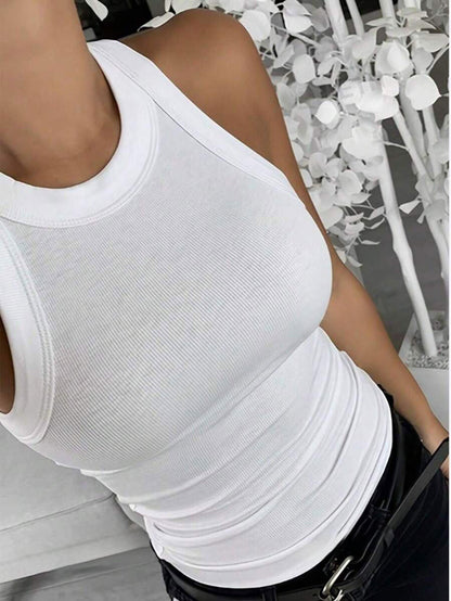 Essnce Women's Summer Casual Solid Color Slim Fit Tank Top