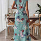 LUNE Spring Summer Women Floral Printed Long Shirt Dress For Summer