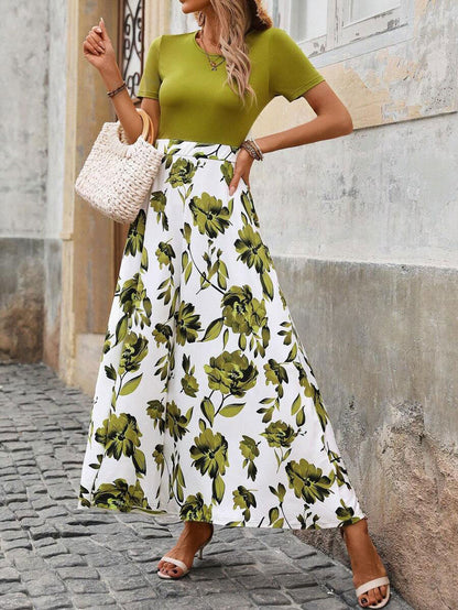 LUNE Women Flower Print Patchwork Dress For Daily Wear In Summer