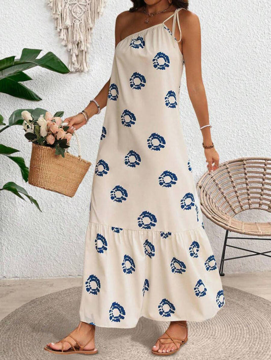 LUNE Women's Vacation One Shoulder Printed Dress