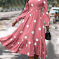 LUNE Polka Dot Printed V-Neck Flare Sleeve Dress