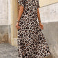 LUNE Summer Women's Casual Vacation Leopard Printed V-Neck Split A-Line Dress