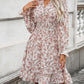 LUNE Ditsy Floral Print Flounce Sleeve Ruffle Hem Dress