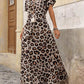 LUNE Summer Women's Casual Vacation Leopard Printed V-Neck Split A-Line Dress