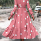 LUNE Polka Dot Printed V-Neck Flare Sleeve Dress