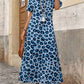 LUNE Summer Women's Casual Vacation Leopard Printed V-Neck Split A-Line Dress