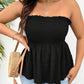 Frenchy Plus Size Strapless Top With Ruffle Hem And Draped Panel