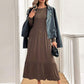 LUNE Crew Neck Long Sleeve Maxi Mocha Brown Dress