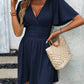 LUNE Plunging Neck Butterfly Sleeve Dress