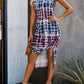 LUNE Round Neck Striped &amp; Printed Sleeveless Summer Dress