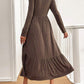 LUNE Crew Neck Long Sleeve Maxi Mocha Brown Dress