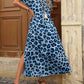 LUNE Summer Women's Casual Vacation Leopard Printed V-Neck Split A-Line Dress