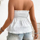 Frenchy Plus Size Strapless Top With Ruffle Hem And Draped Panel