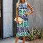 LUNE Round Neck Striped &amp; Printed Sleeveless Summer Dress