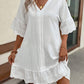 LUNE Various Lace Patchwork Collar And Sleeve Cuffs White Dress For Women With Ruffled Hemline