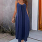 LUNE Summer Women Casual Vacation A-Line Dress With Pleated Neckline And Halter Neck