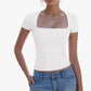 Women Y2K Casual T-Shirt With Square Neckline