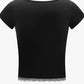 WYWH Women's Summer Short Sleeve Slim Fit T-Shirt With Contrast Lace And Bow Decoration