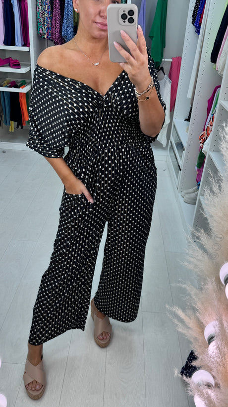 🔥Free Shipping - 48% OFF🔥 Polka Dot Printed Elastic Waist Jumpsuit