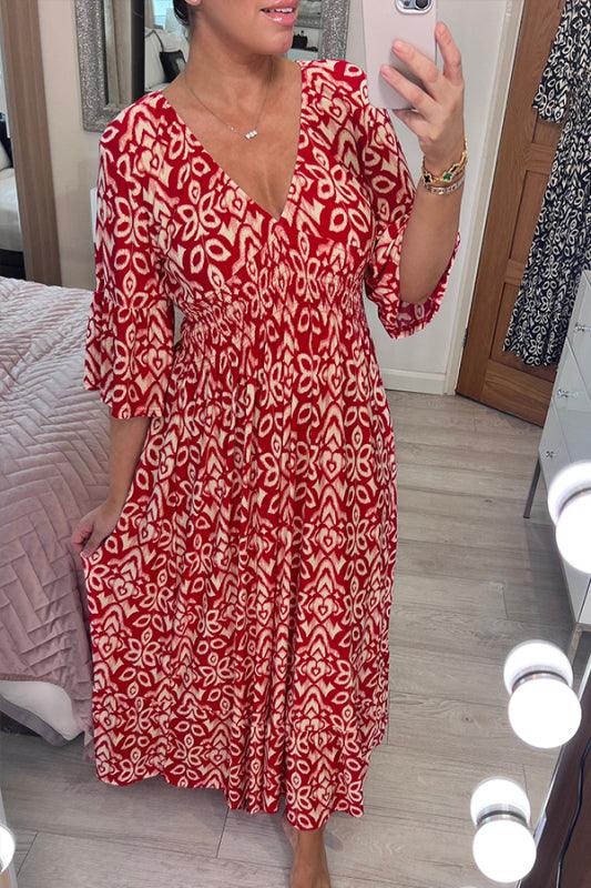 (🔥Hot Sale🔥49% OFF)👗2024 Summer Casual Print V-neck Long Dress