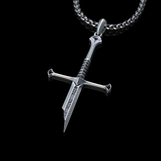 Silver-plated pendant with broken sword