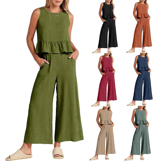 WOMEN'S SUMMER 2 PIECES OUTFITS - LOUNGE SET WITH POCKETS